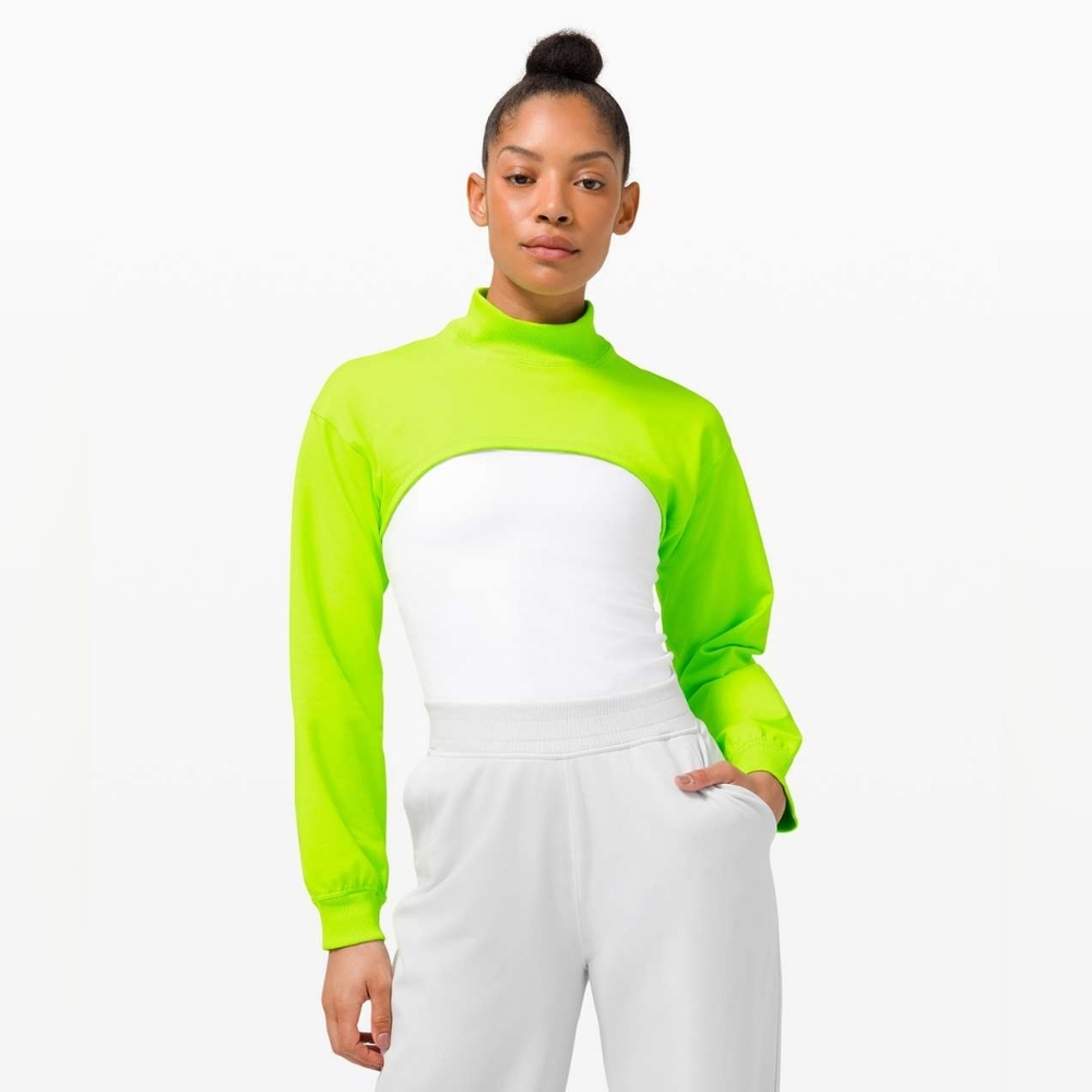 Lululemon LA Super Crop Mock Neck Turtleneck Long Sleeve Highlight Yellow